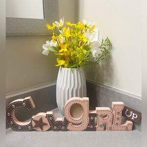 Country Chic Wooden Sign & Picture Frame | Cowgirl Room Decor | Pink & Brown